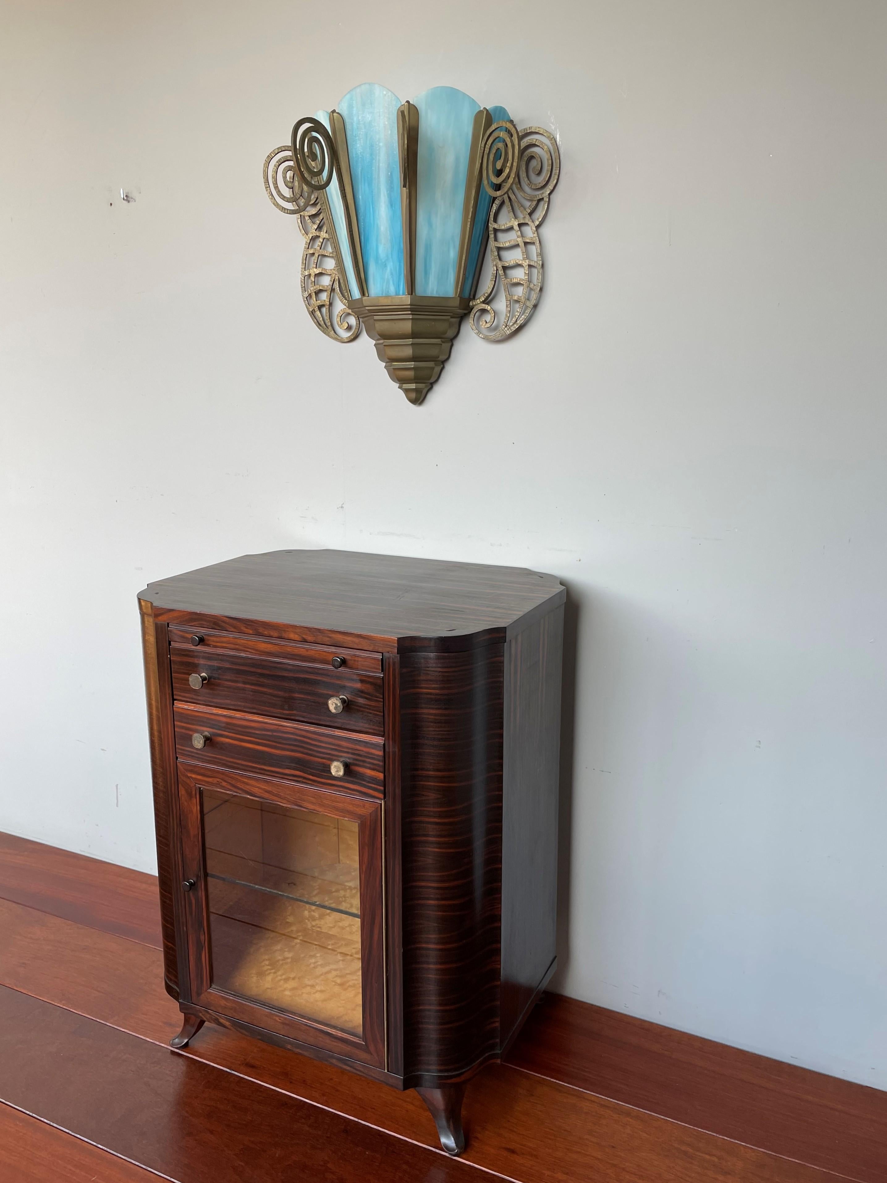 Exquisite French Art Deco Coromandel & Birdseye Maple Drinks Cabinet w. Drawers For Sale 8
