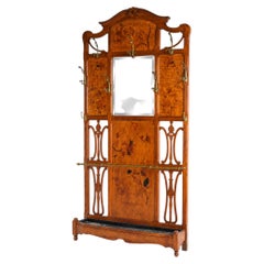 Exquisite French Art Nouveau Hall tree by Emile Galle 1900 marquetry Coat rack