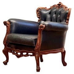 Exquisite French Baroque Style Leather Armchair – A Timeless Masterpiece