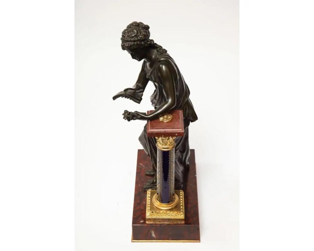 Exquisite French Bronze, Rouge Marble, and Sevres Porcelain Sculpture For Sale 15