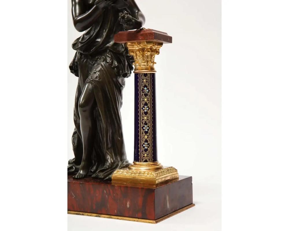 Exquisite French Bronze, Rouge Marble, and Sevres Porcelain Sculpture In Good Condition For Sale In New York, NY
