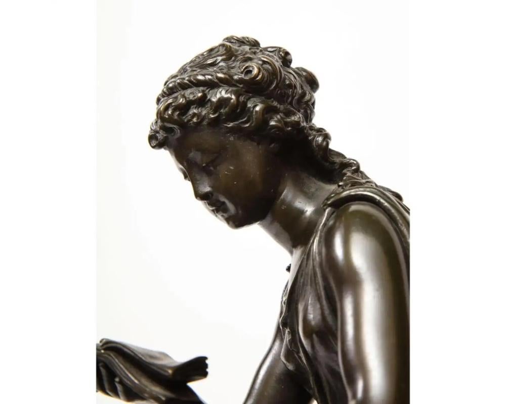 XIXe siècle Exquise sculpture française en bronze, marbre rouge et porcelaine de Sèvres en vente