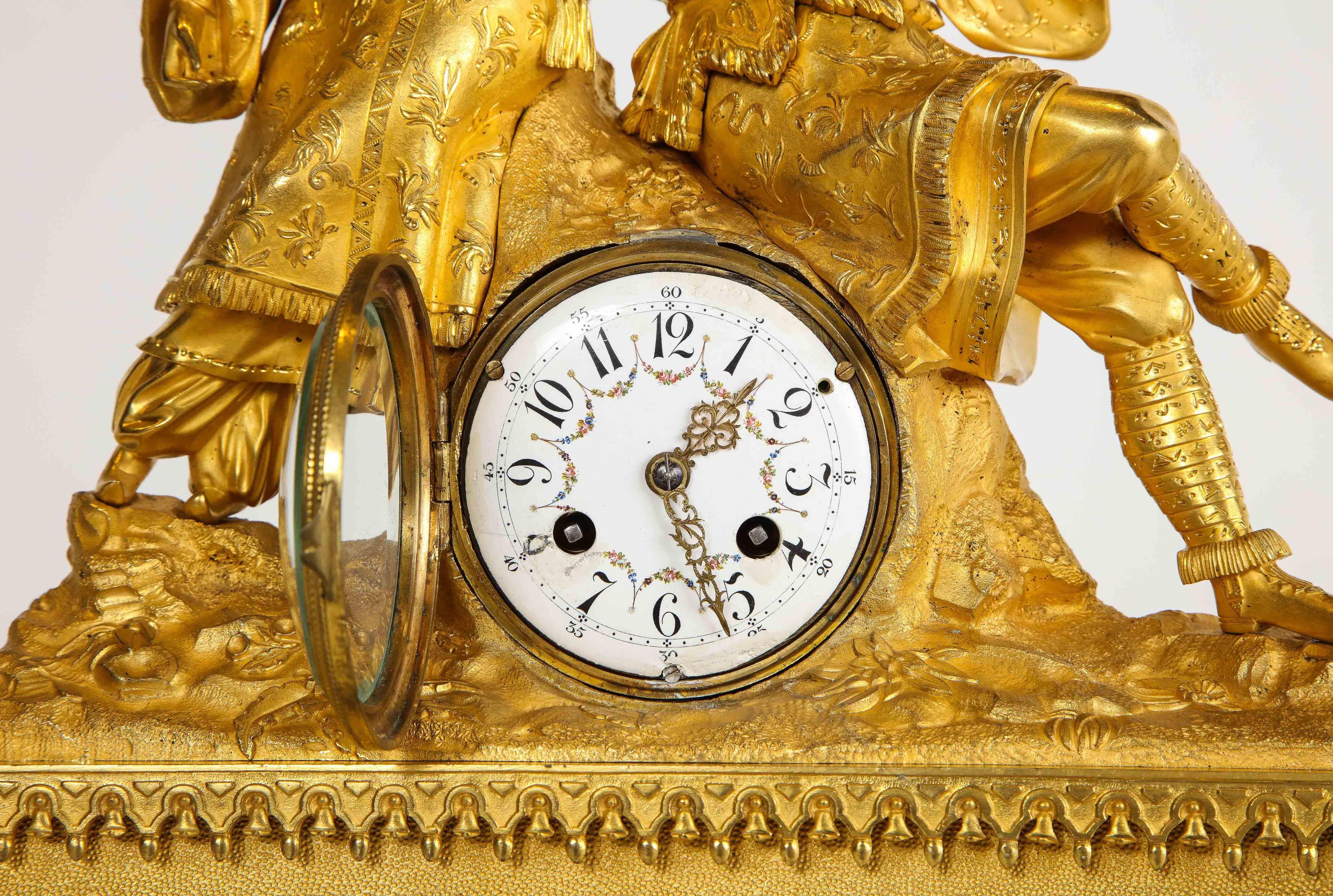 Exquisite French Charles X Ormolu Chinoiserie Figural Table Clock 6