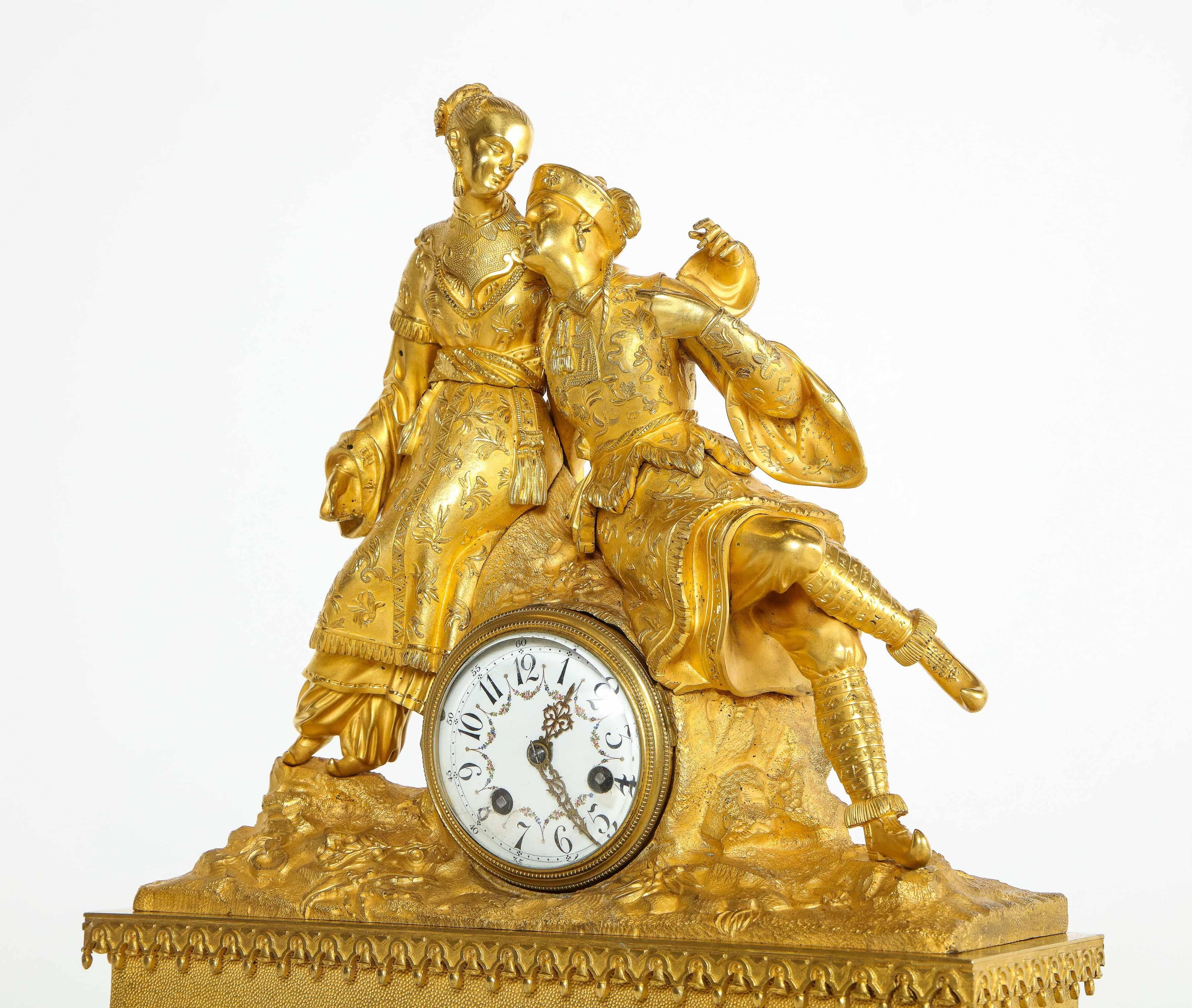 Exquisite French Charles X Ormolu Chinoiserie Figural Table Clock 14