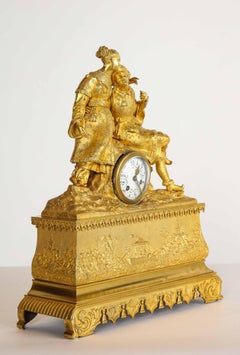 Exquisite French Charles X Ormolu Chinoiserie Figural Table Clock