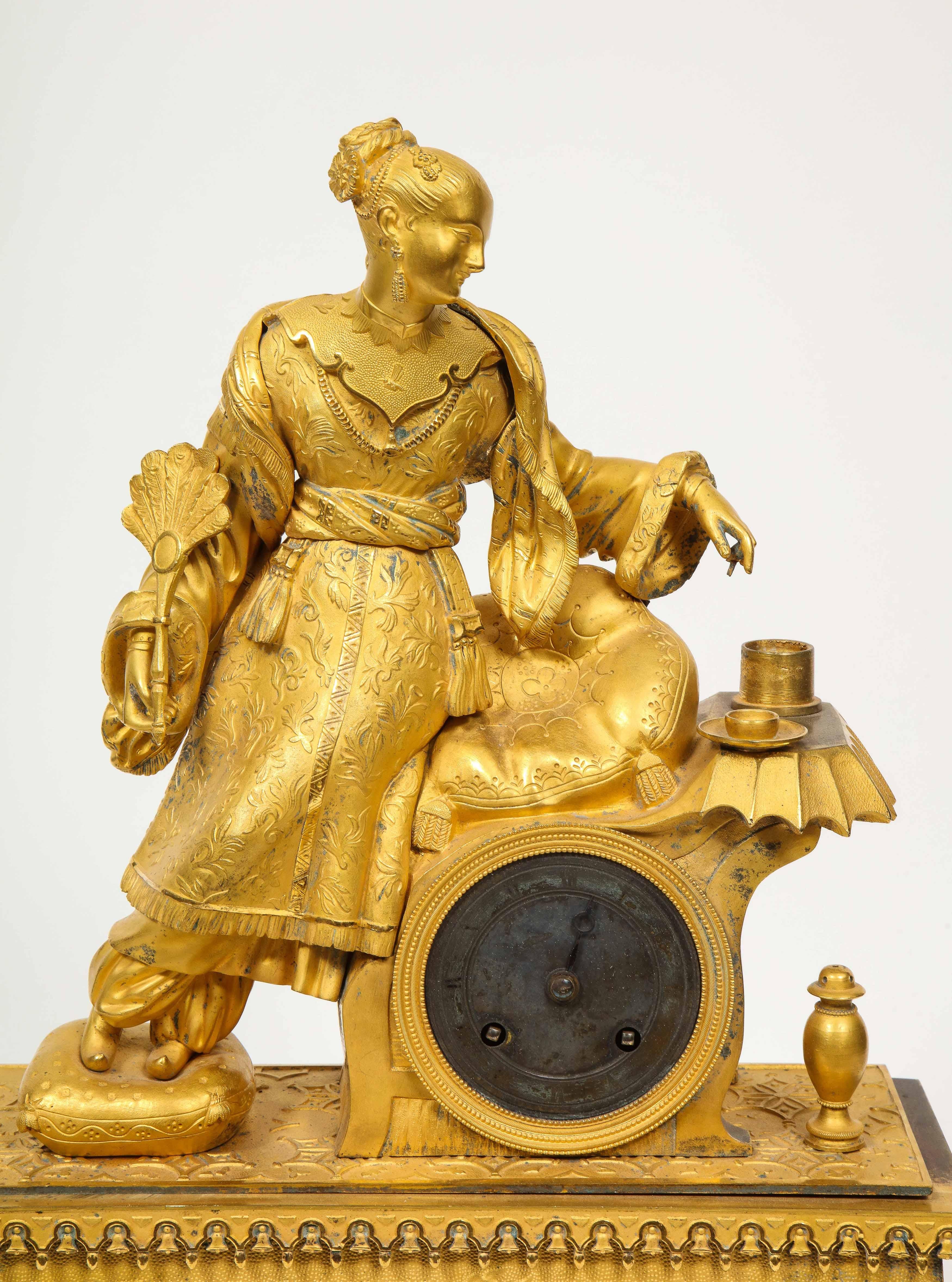 19th Century Exquisite French Charles X Ormolu Chinoiserie Figural Table Clock