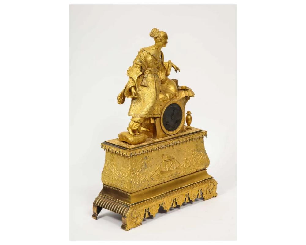 Exquisite French Charles X Ormolu Chinoiserie Figural Table Clock 4