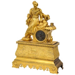 Exquisite French Charles X Ormolu Chinoiserie Figural Table Clock