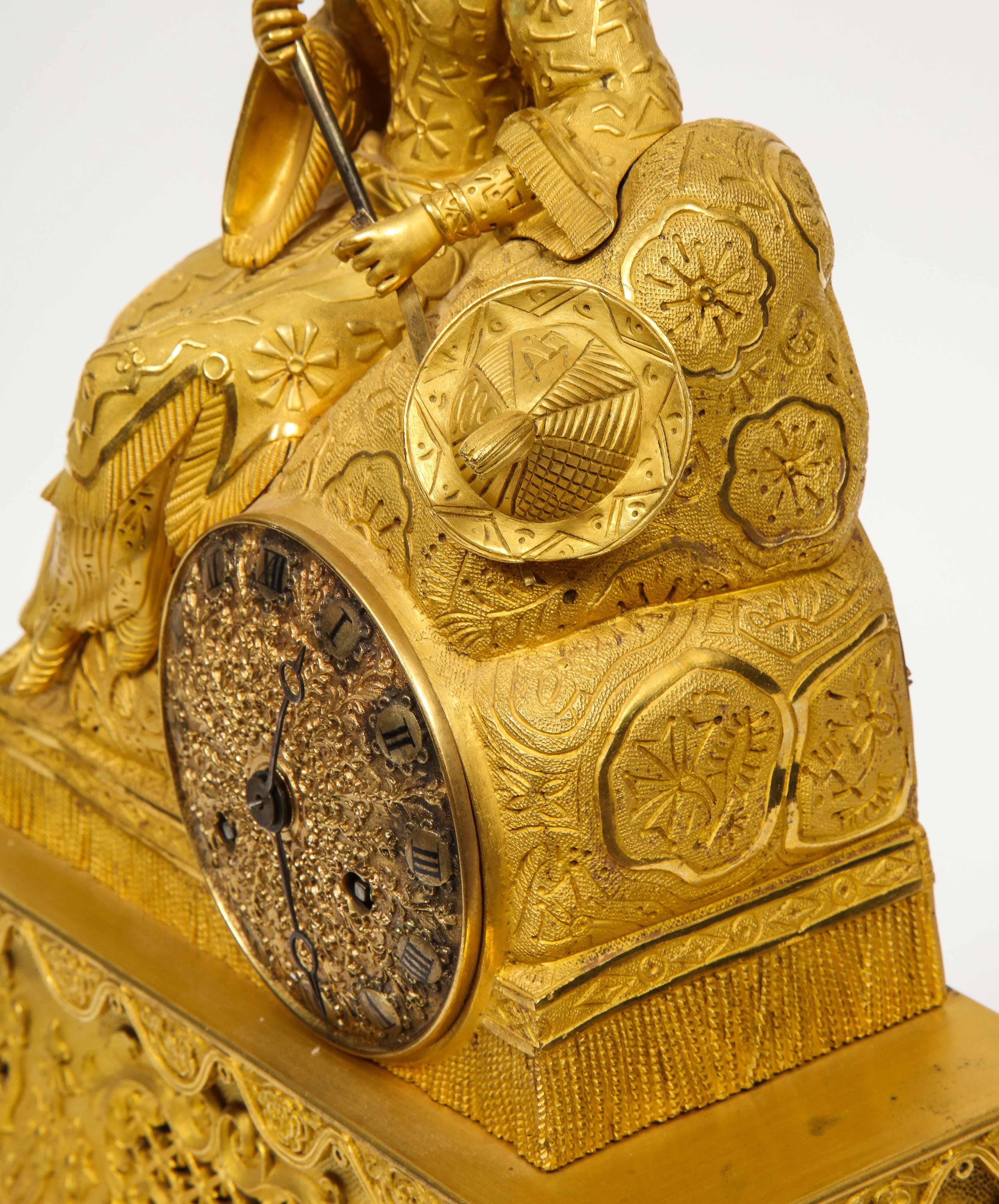 Exquisite French Charles X-Ormolu Jeweled Chinoiserie Figural Table Clock 9