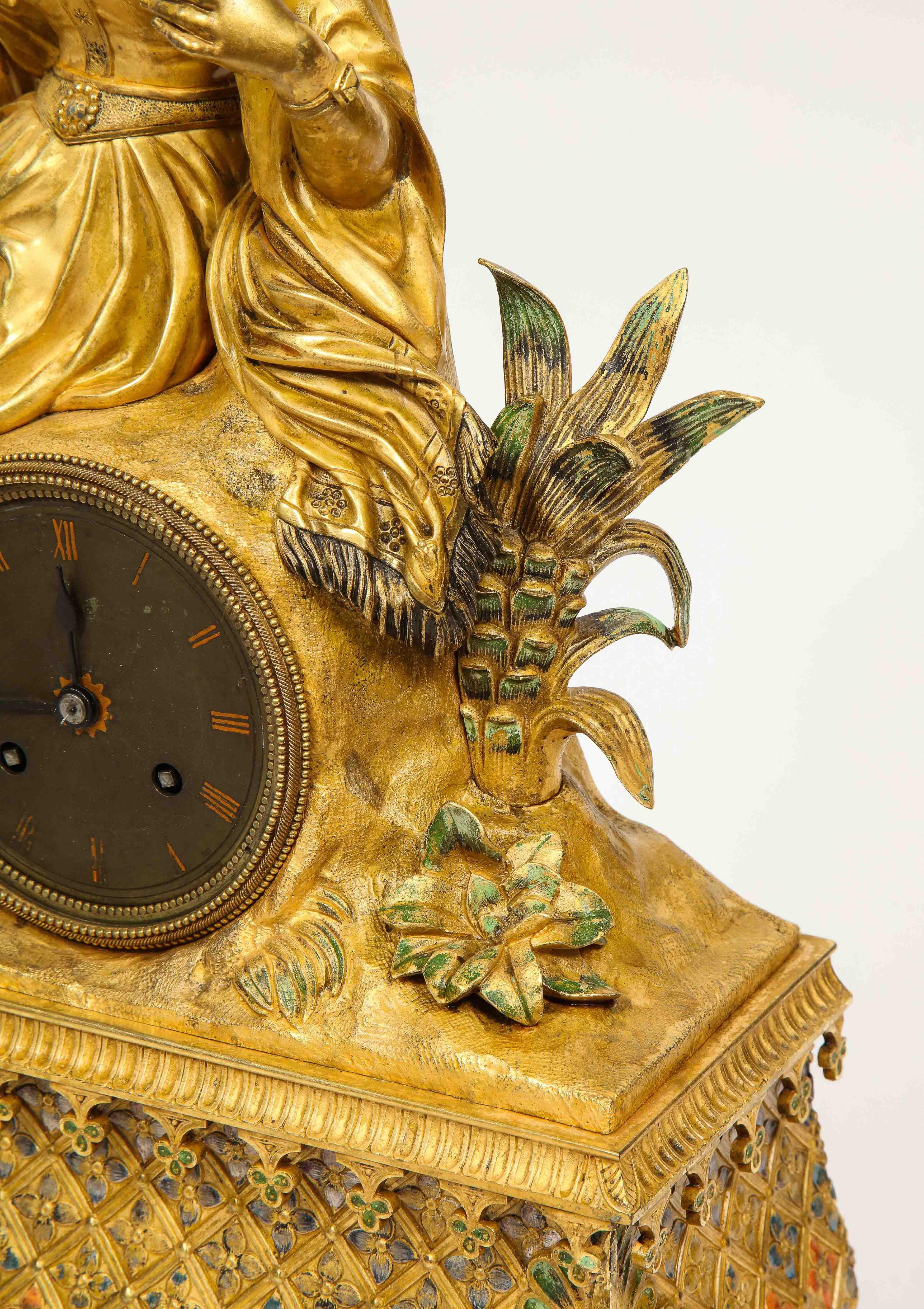 Exquisite French Charles X Ormolu Orientalist Sultana Figural Table Clock 6