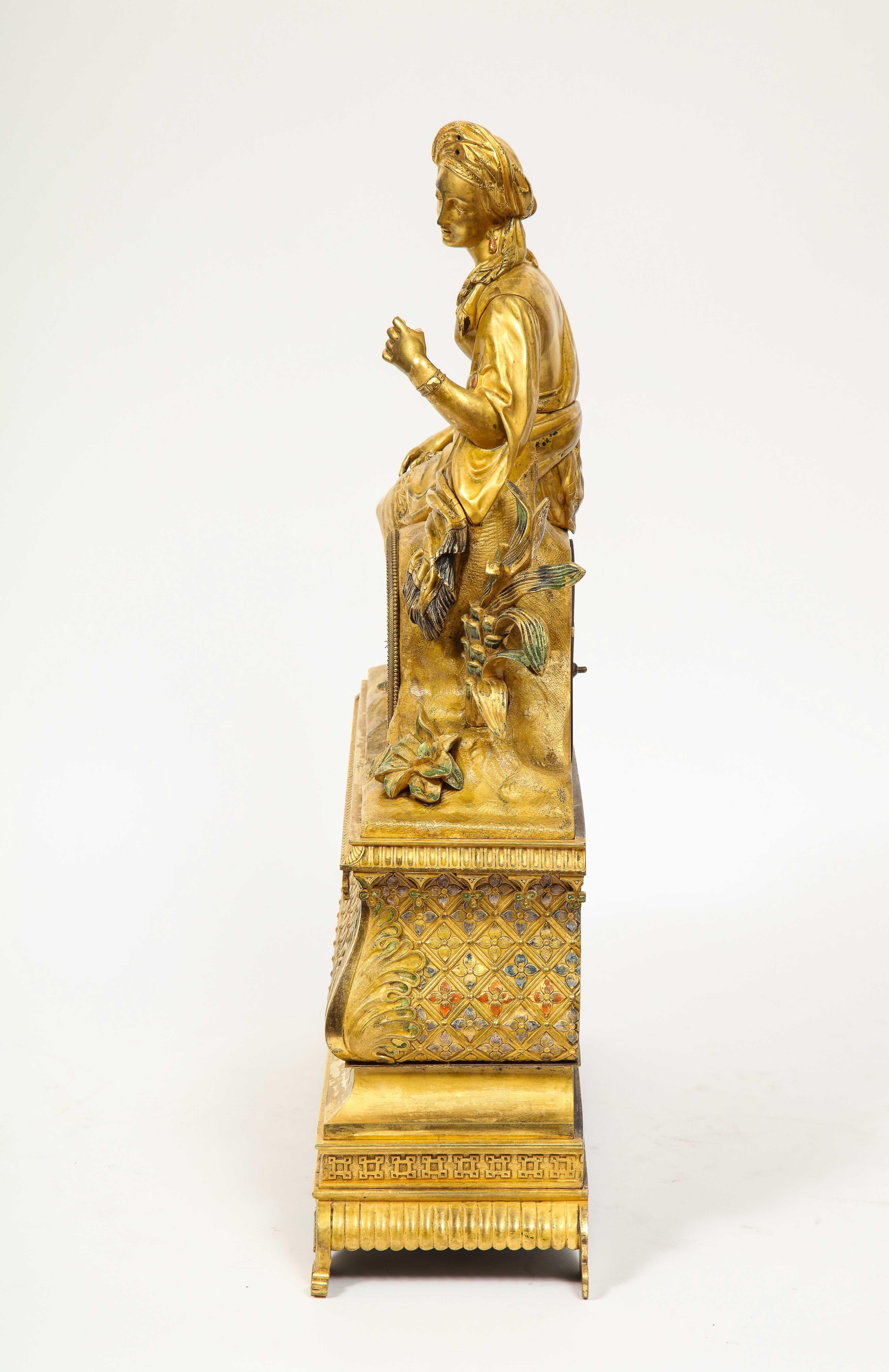 Exquisite French Charles X Ormolu Orientalist Sultana Figural Table Clock 8