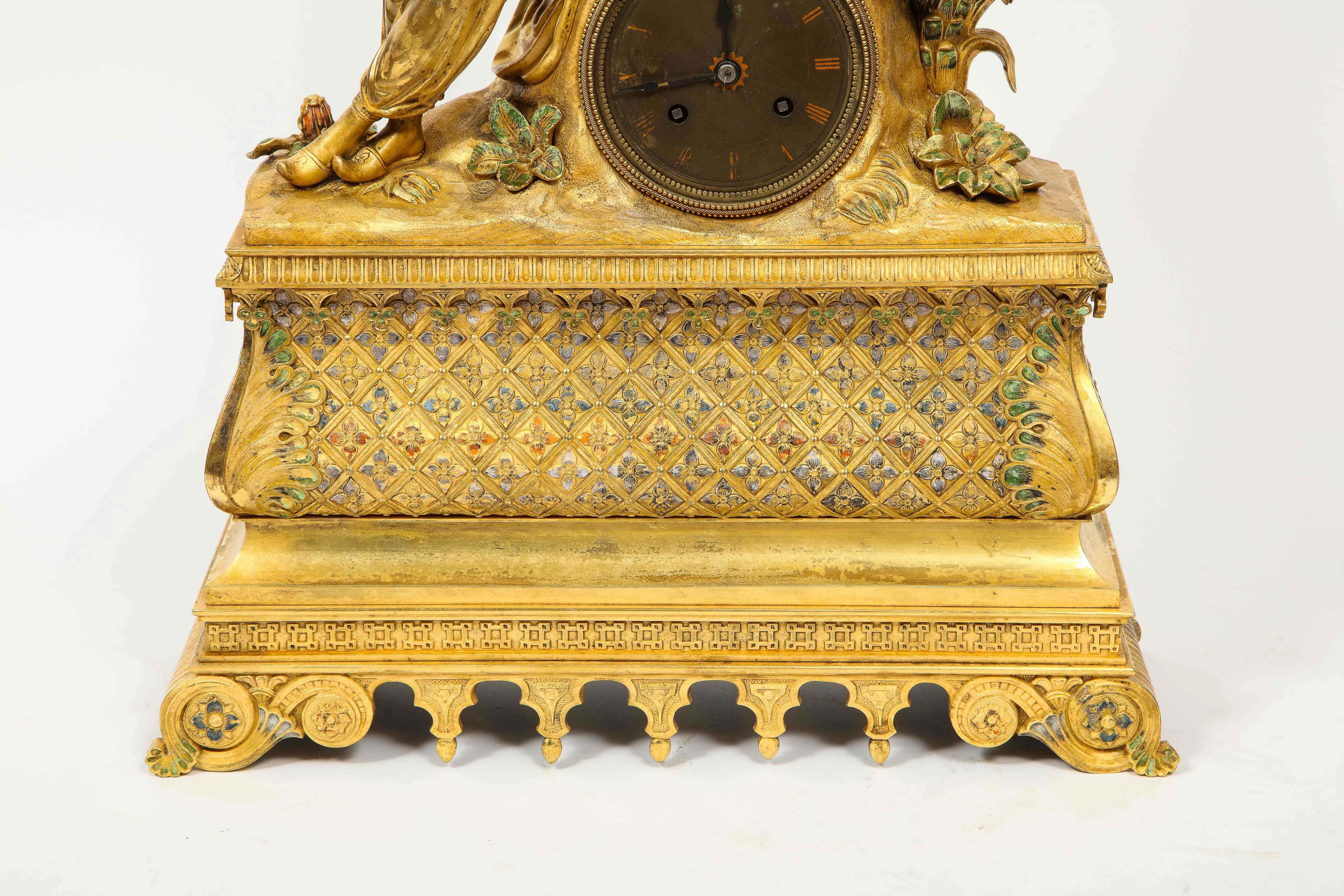 19th Century Exquisite French Charles X Ormolu Orientalist Sultana Figural Table Clock