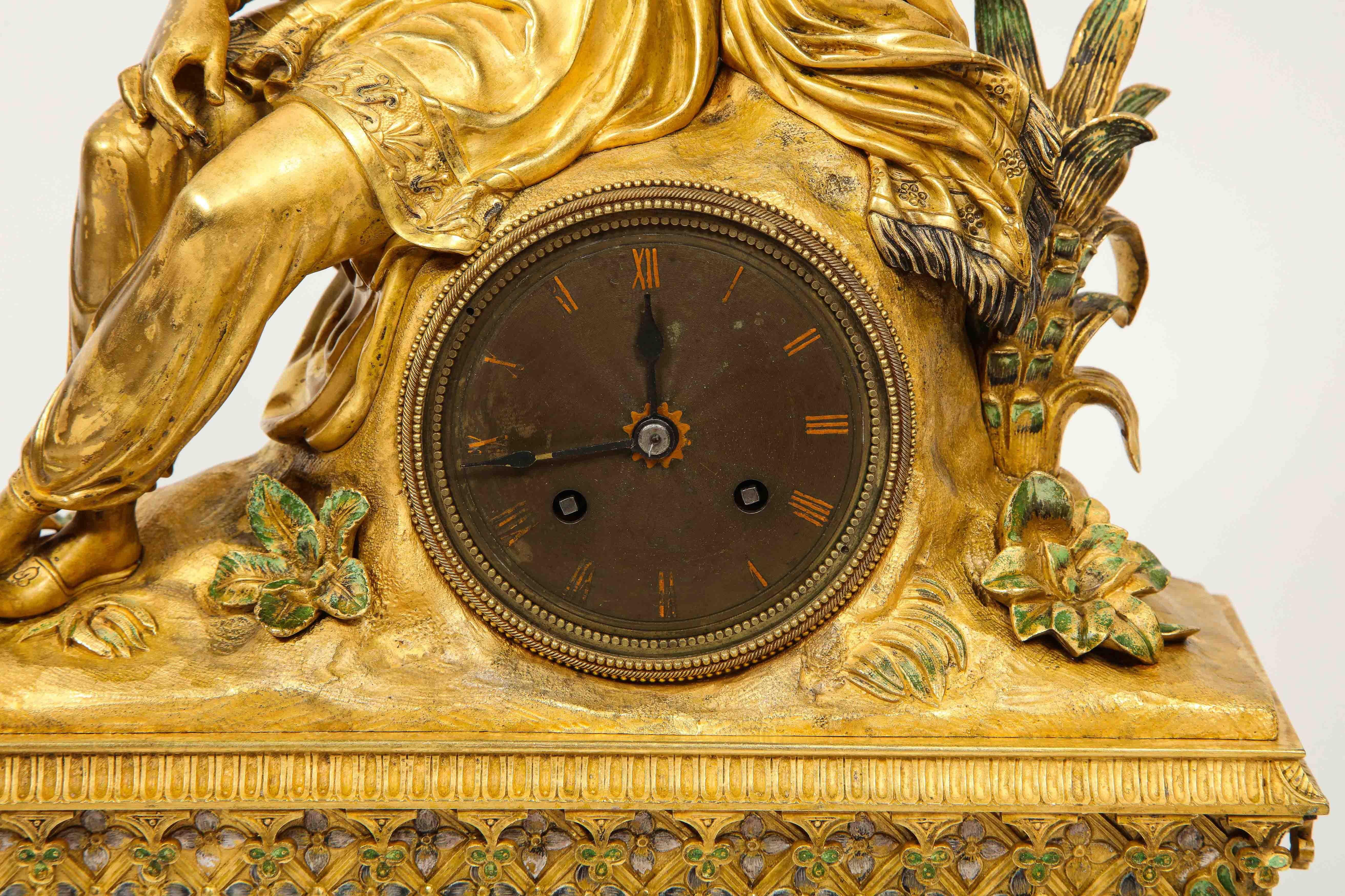 Bronze Exquisite French Charles X Ormolu Orientalist Sultana Figural Table Clock