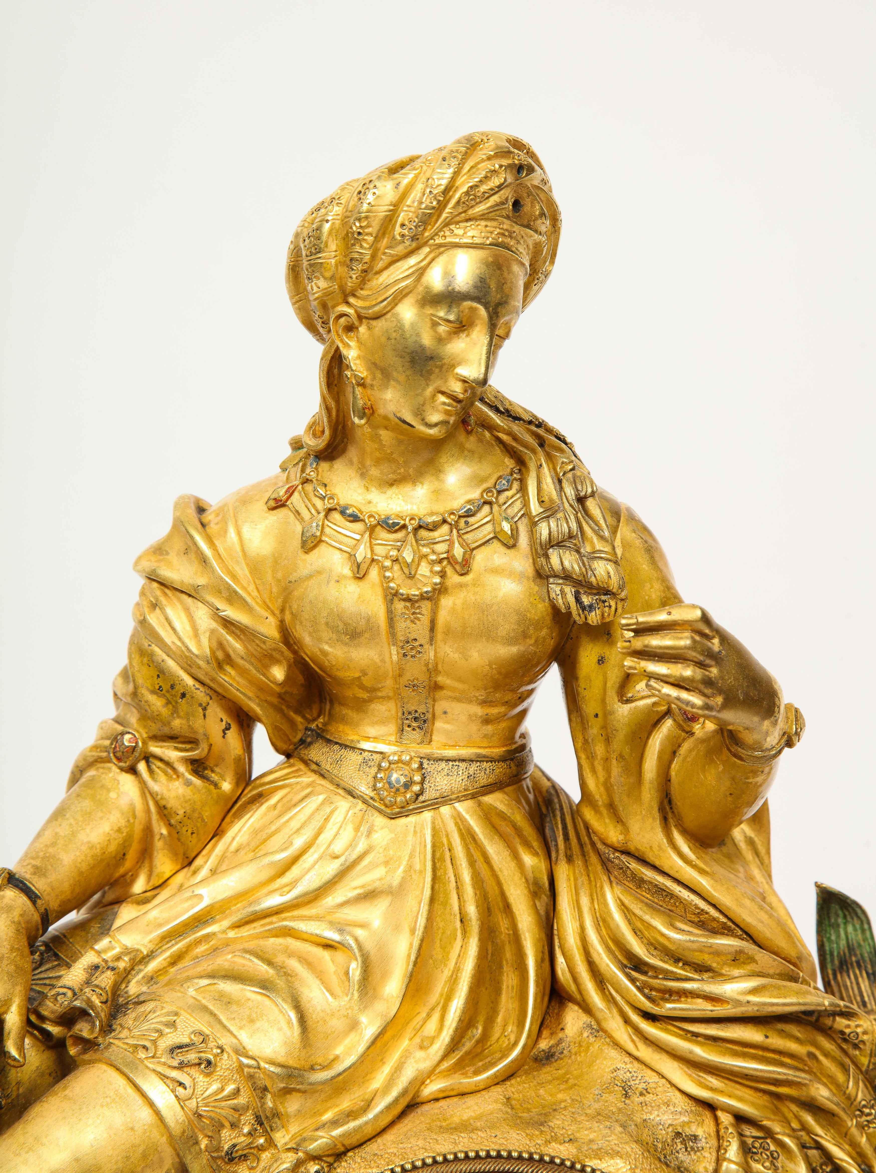 Exquisite French Charles X Ormolu Orientalist Sultana Figural Table Clock 1