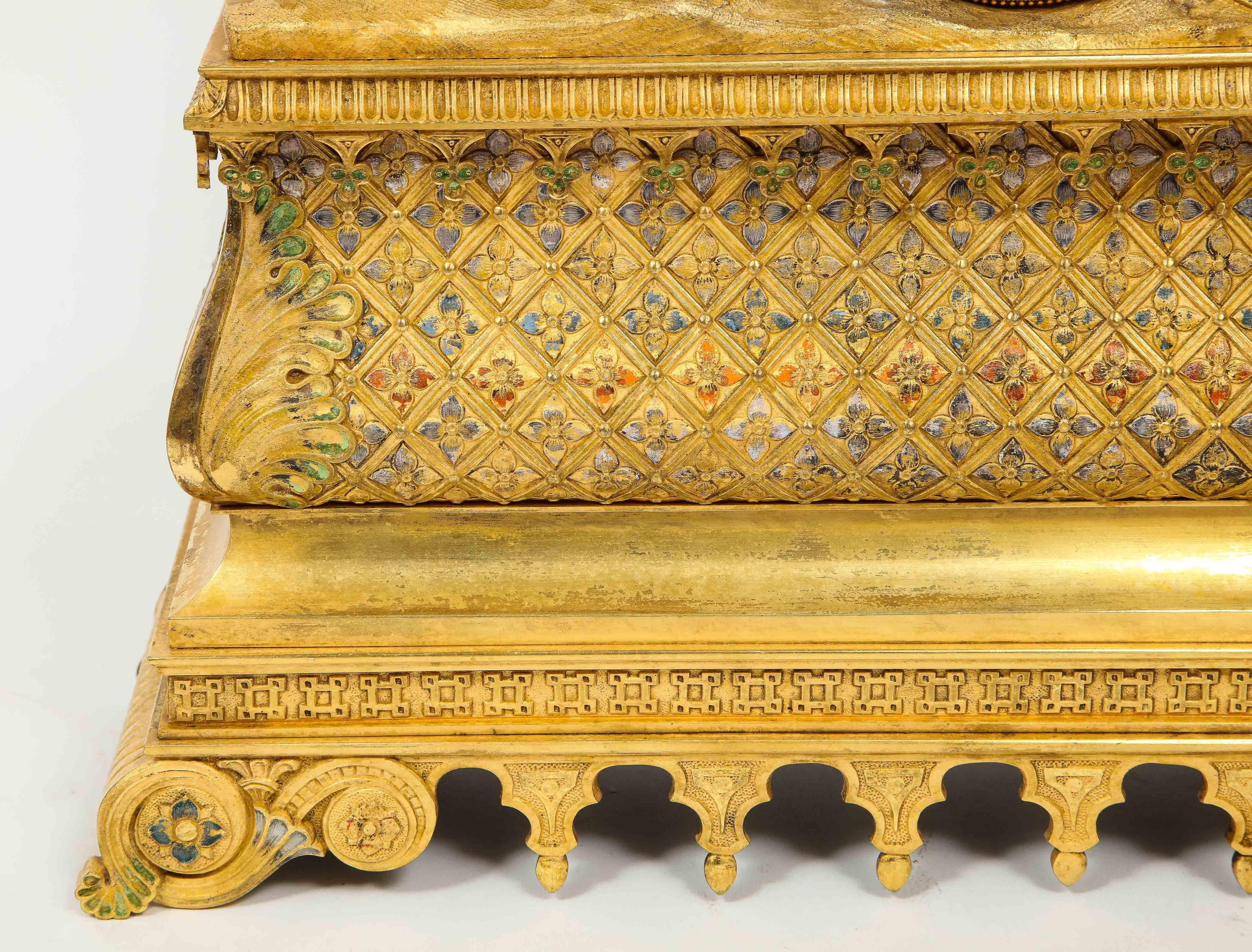 Exquisite French Charles X Ormolu Orientalist Sultana Figural Table Clock 3