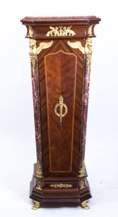 Exquisite French Empire Style Walnut & Marble Pedestal