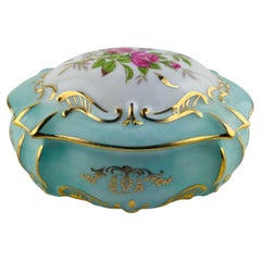 Exquisite French Limoges Hand Painted Gold Trim Trinket or Jewelry Box