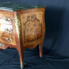 Exquisite French Louis XV Side Table or Nightstand with Dark Marble Top