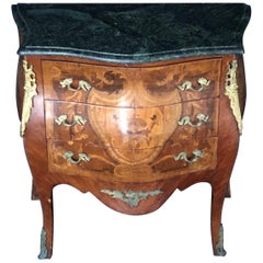 Exquisite French Louis XV Side Table or Nightstand with Dark Marble Top