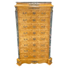 Vintage Exquisite French Louis XVI French Linen Chest or Commode with Marble Top