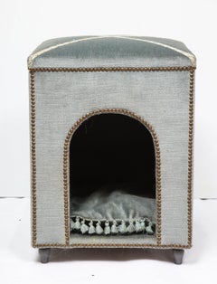 Exquisite French Louis XVI Style Velvet-Upholstered Niche de Chien 'Dog Bed'