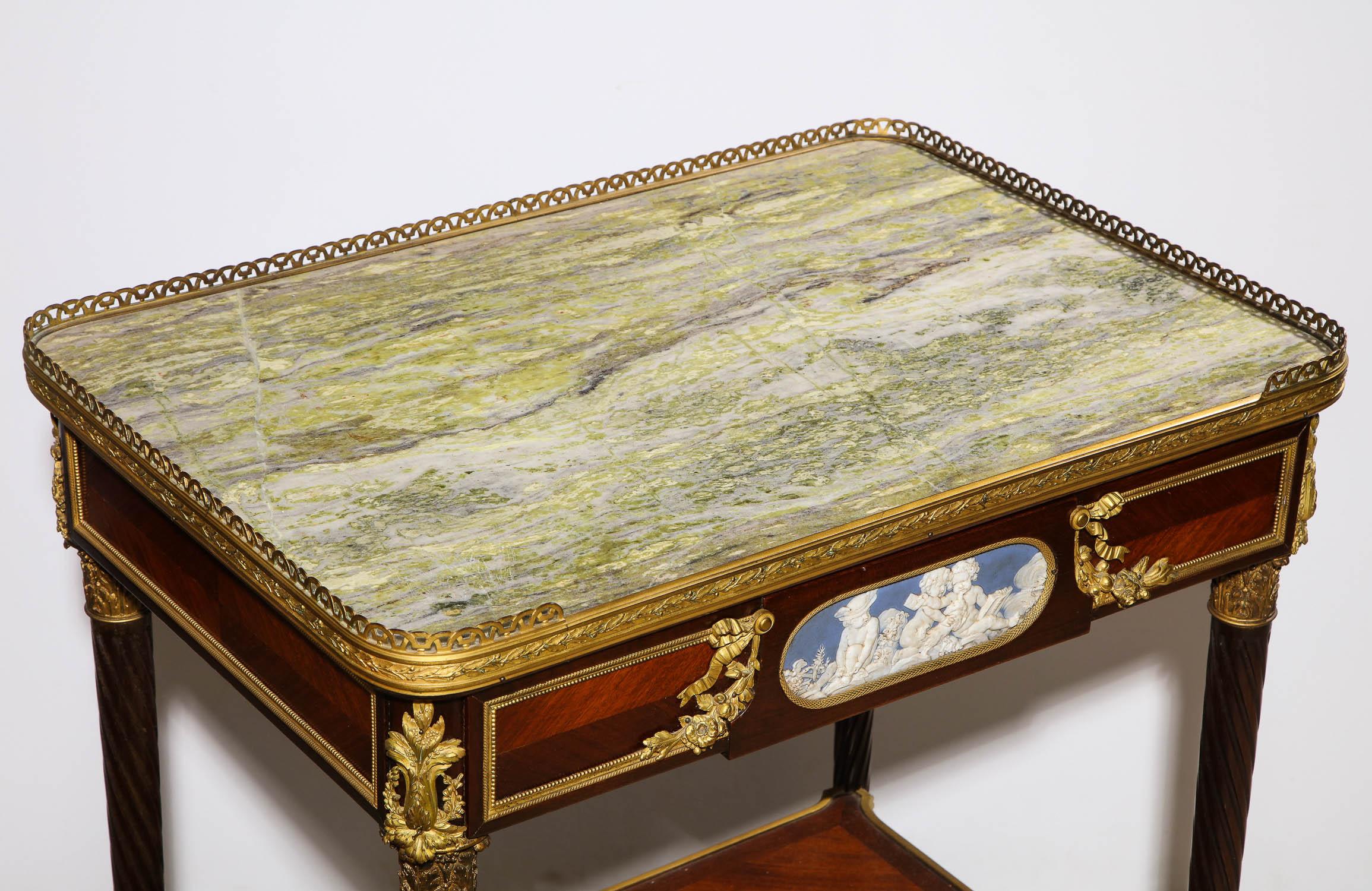 Exquisite French Ormolu and Wedgewood Mounted Table with Marble Top, circa 1880 2