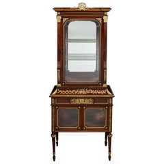 Exquisite French Ormolu-Mounted Mahogany and Glass Vitrine Cabinet