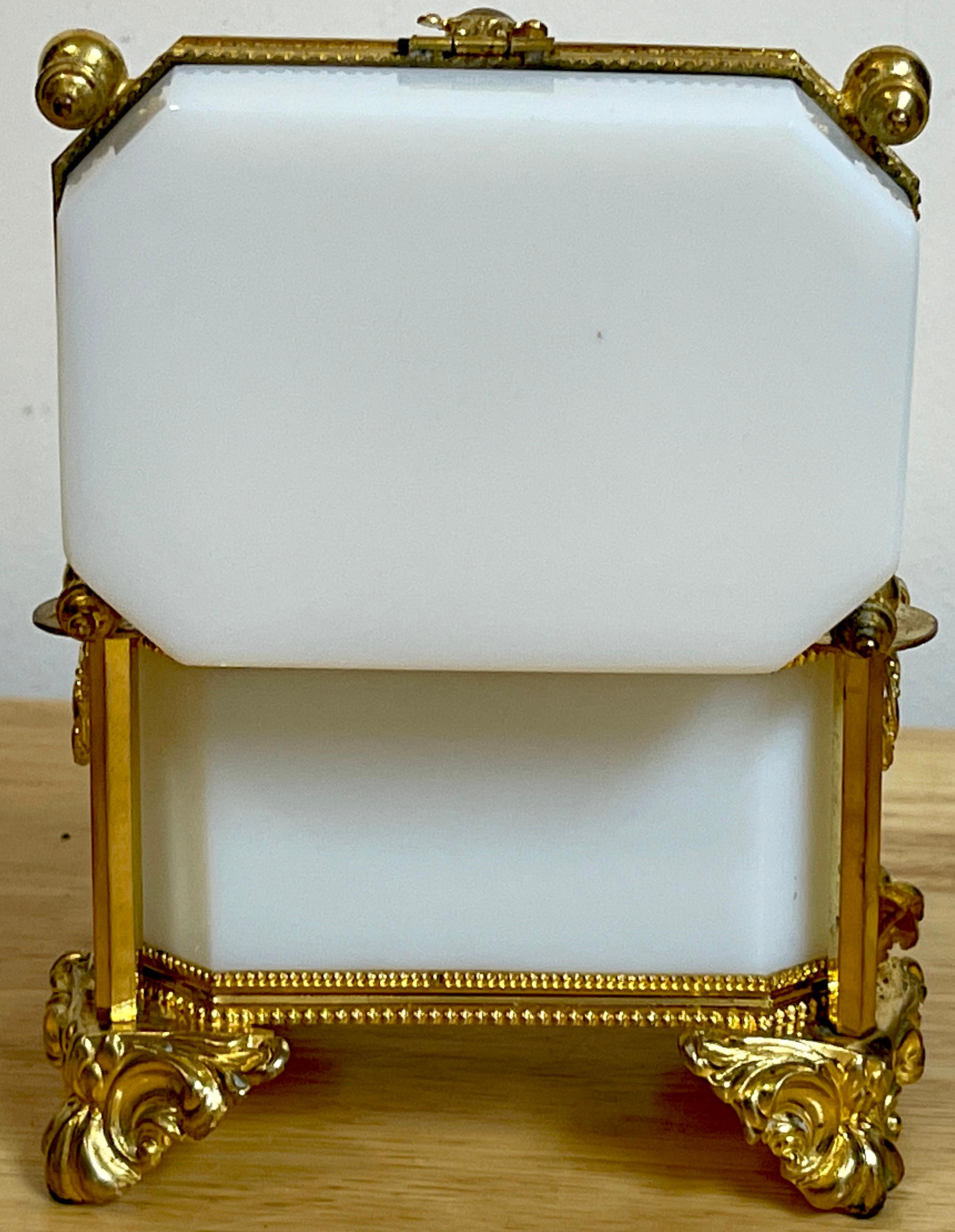 Exquisite French Ormolu Mounted White Opaline Diminutive Box, C 1865 2