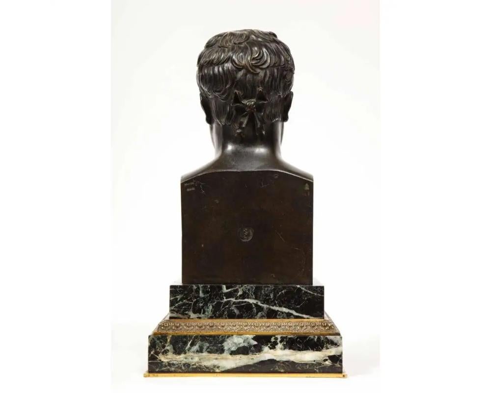 Exquisite French Patinated Bronze Bust of Emperor Napoleon i, After Canova 1820 For Sale 8