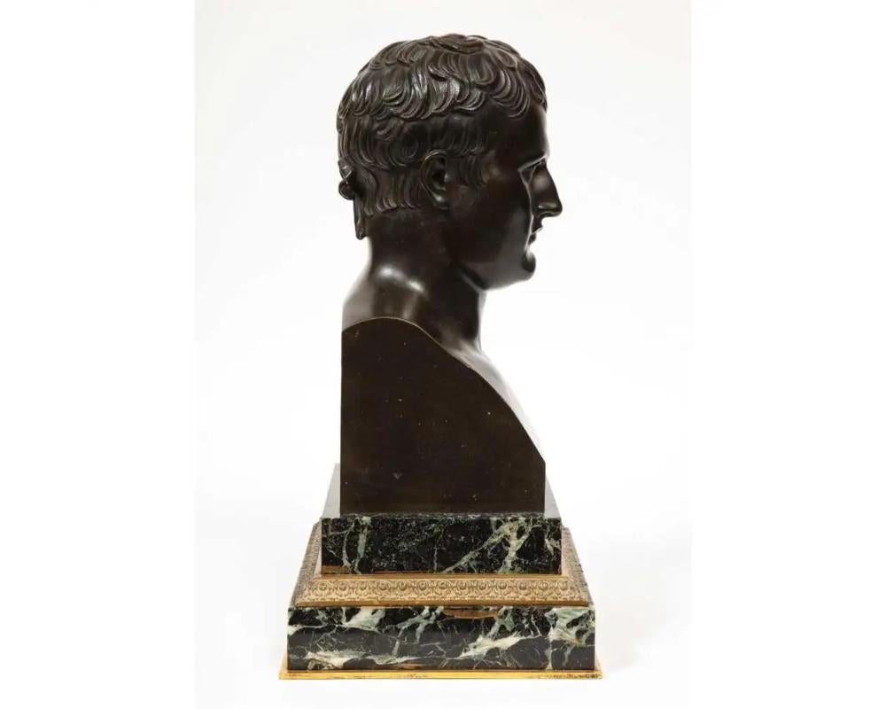 Exquisite French Patinated Bronze Bust of Emperor Napoleon i, After Canova 1820 For Sale 13