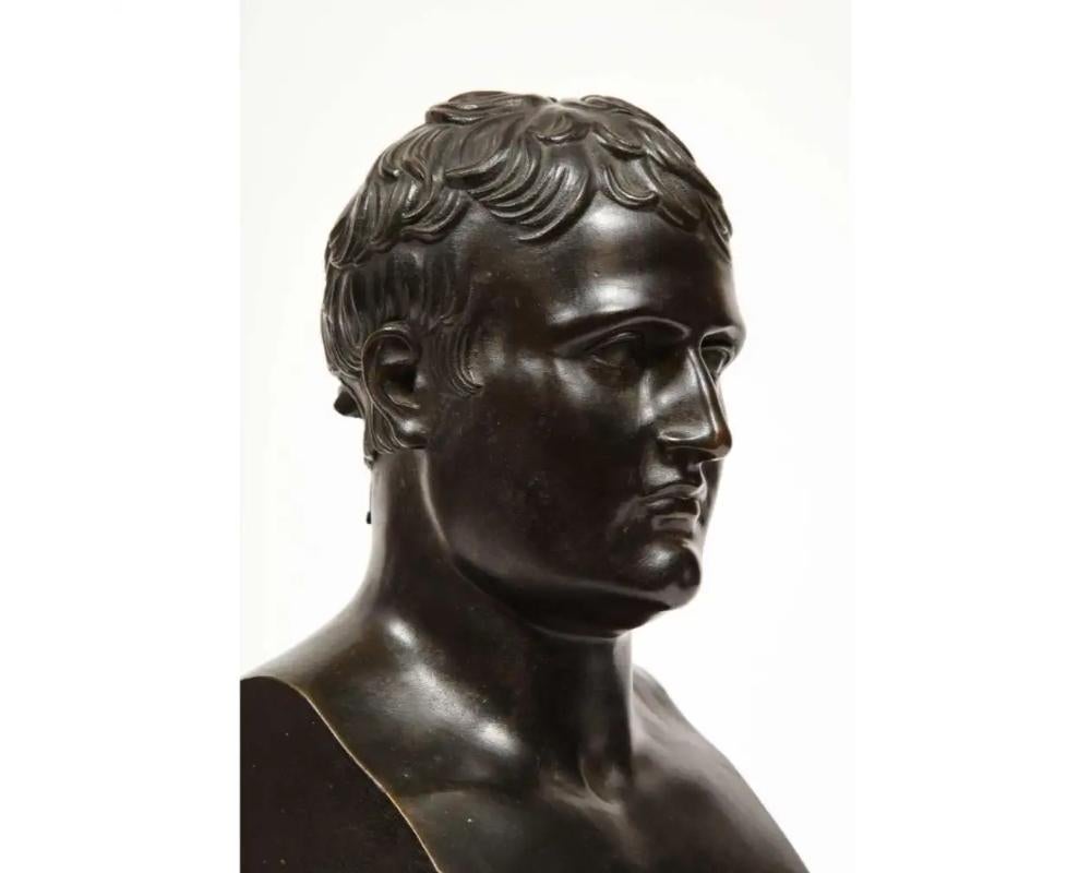 Exquisite French Patinated Bronze Bust of Emperor Napoleon i, After Canova 1820 For Sale 14