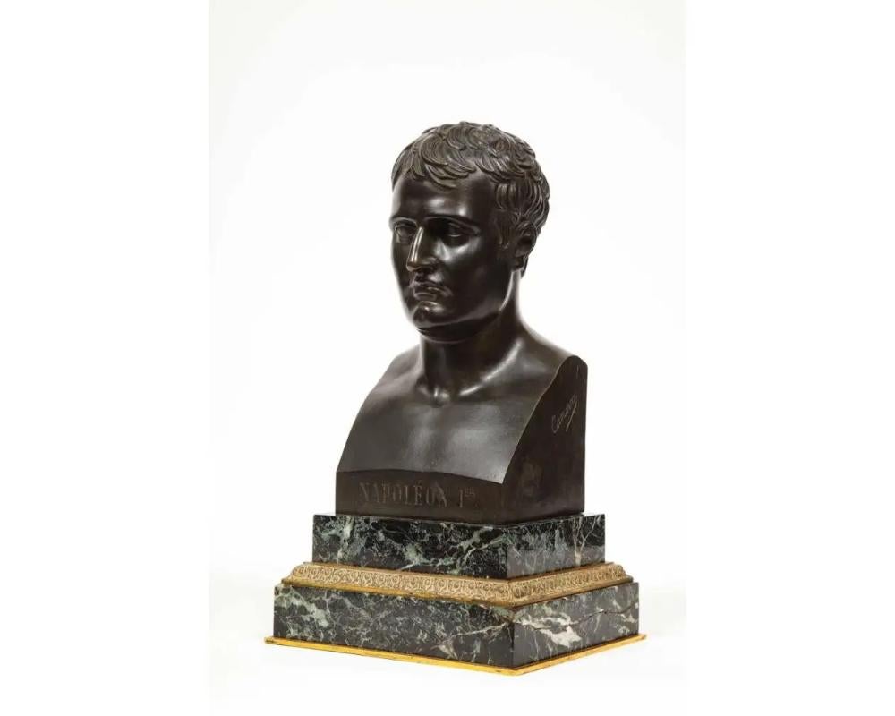 Exquisite French Patinated Bronze Bust of Emperor Napoleon i, After Canova 1820 In Good Condition For Sale In New York, NY