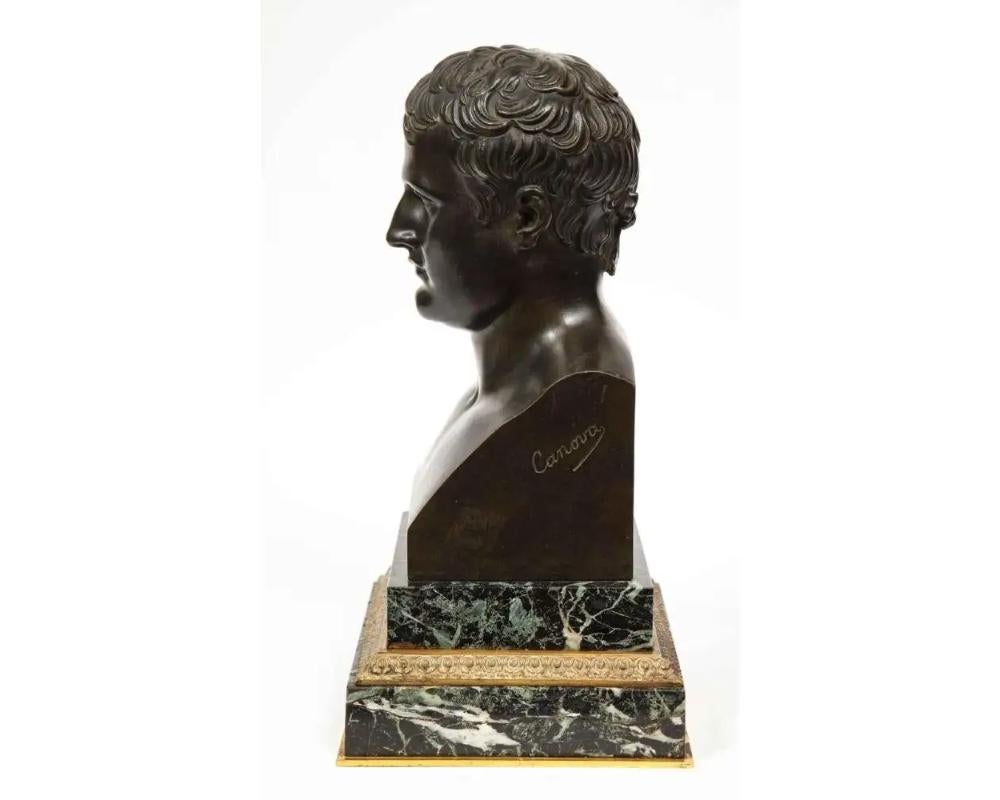 Exquisite French Patinated Bronze Bust of Emperor Napoleon i, After Canova 1820 For Sale 5