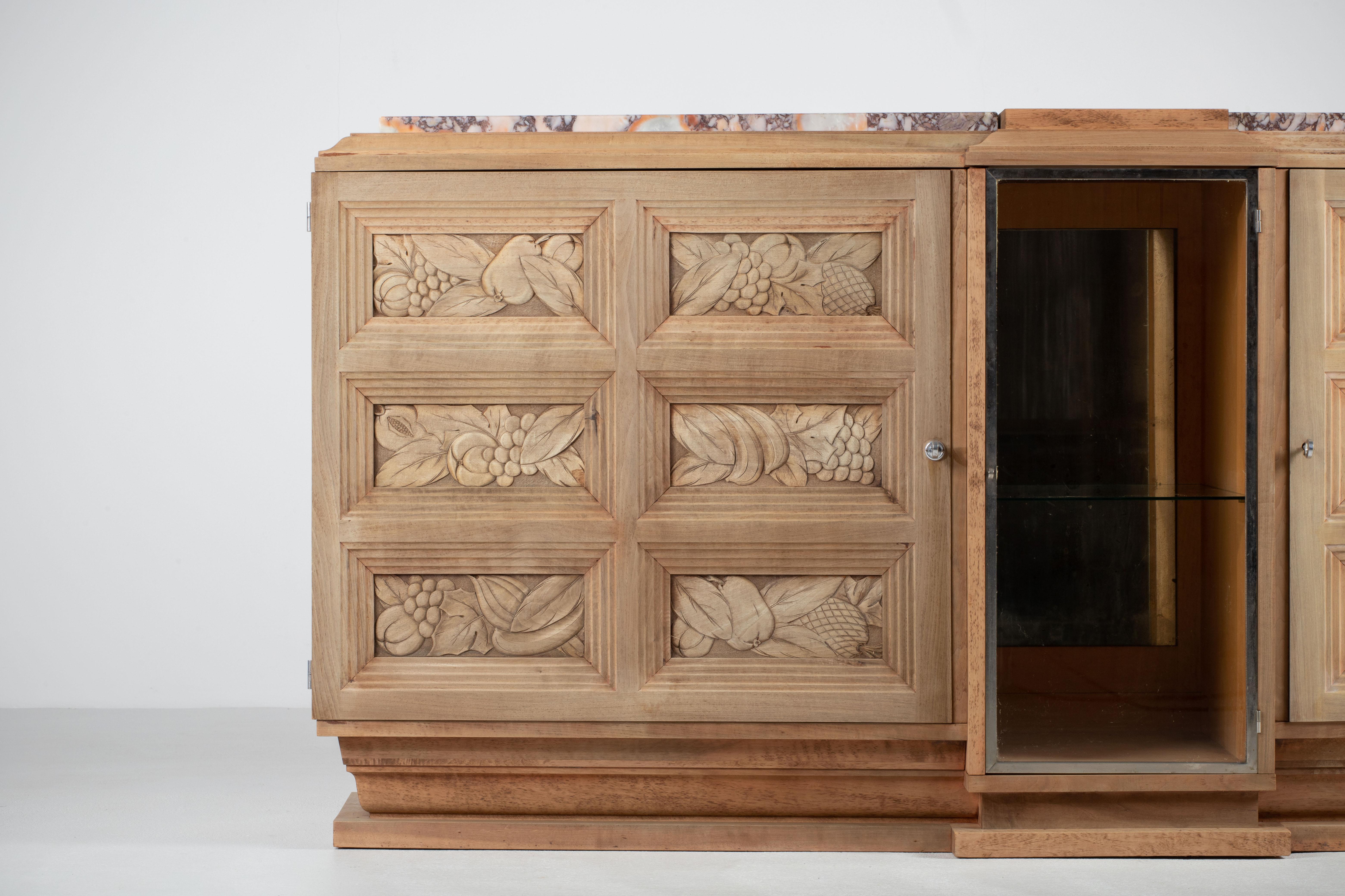 Exquisite French Solid Oak Credenza, 1940s For Sale 5