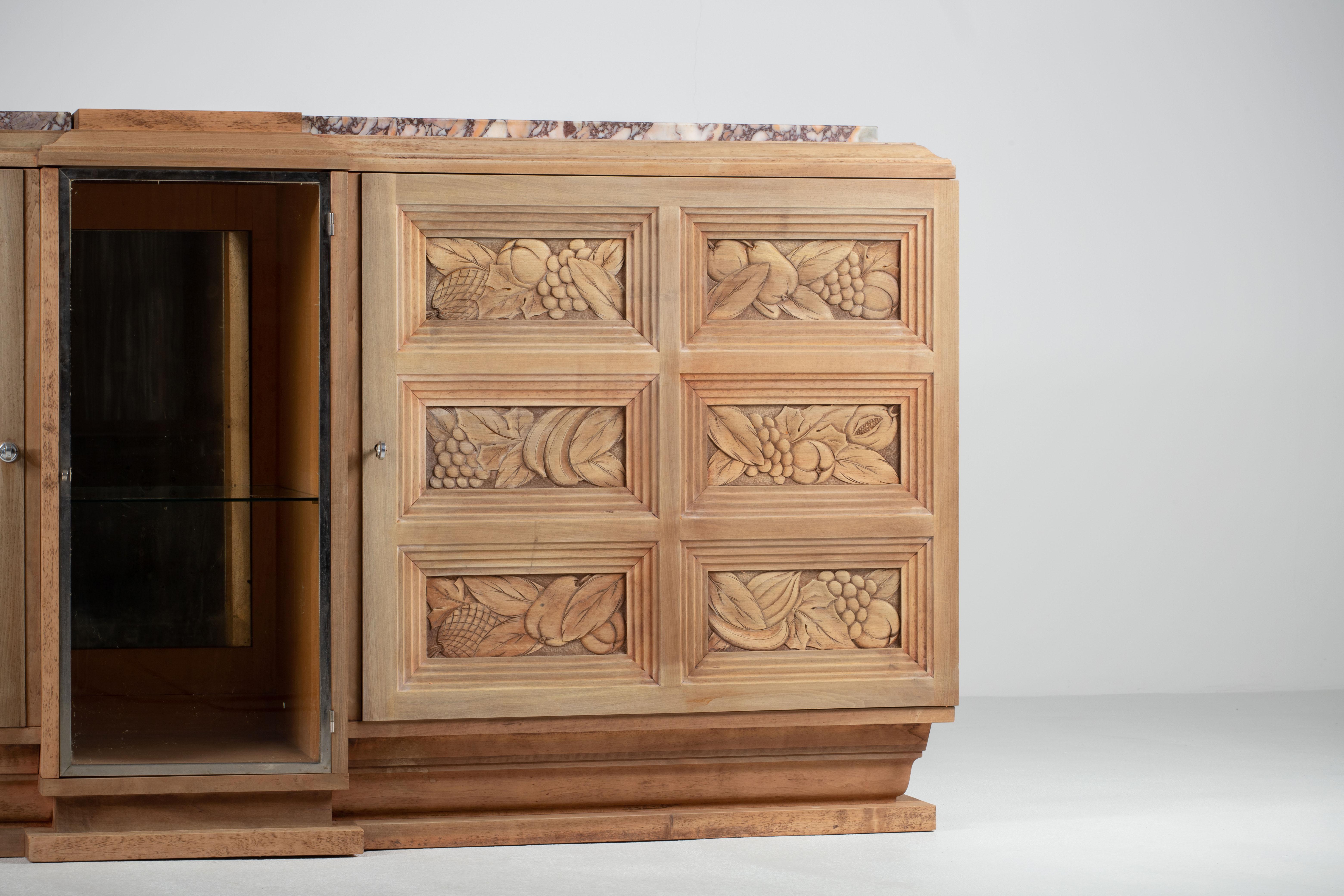 Exquisite French Solid Oak Credenza, 1940s For Sale 6