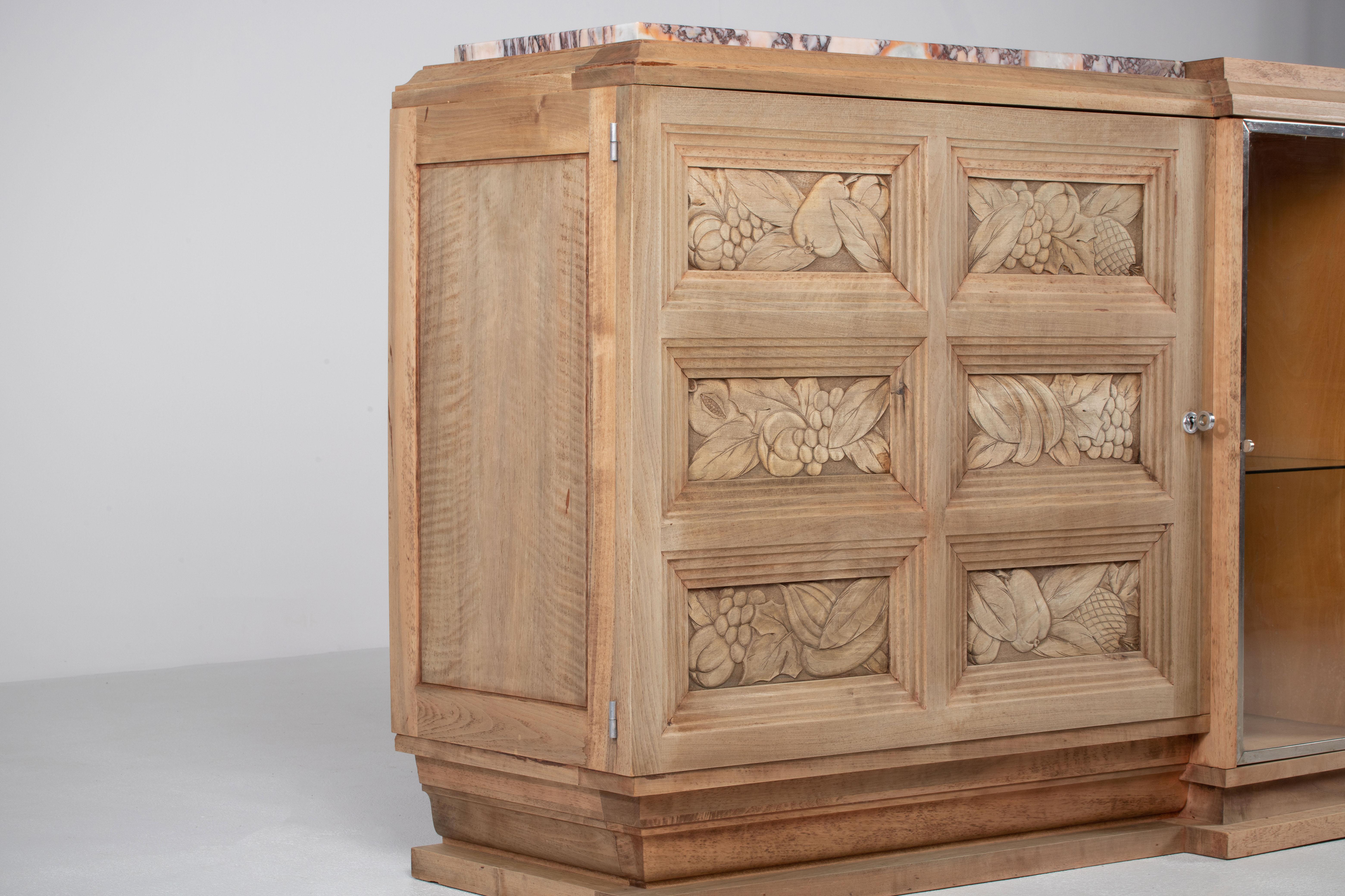 Exquisite French Solid Oak Credenza, 1940s For Sale 2