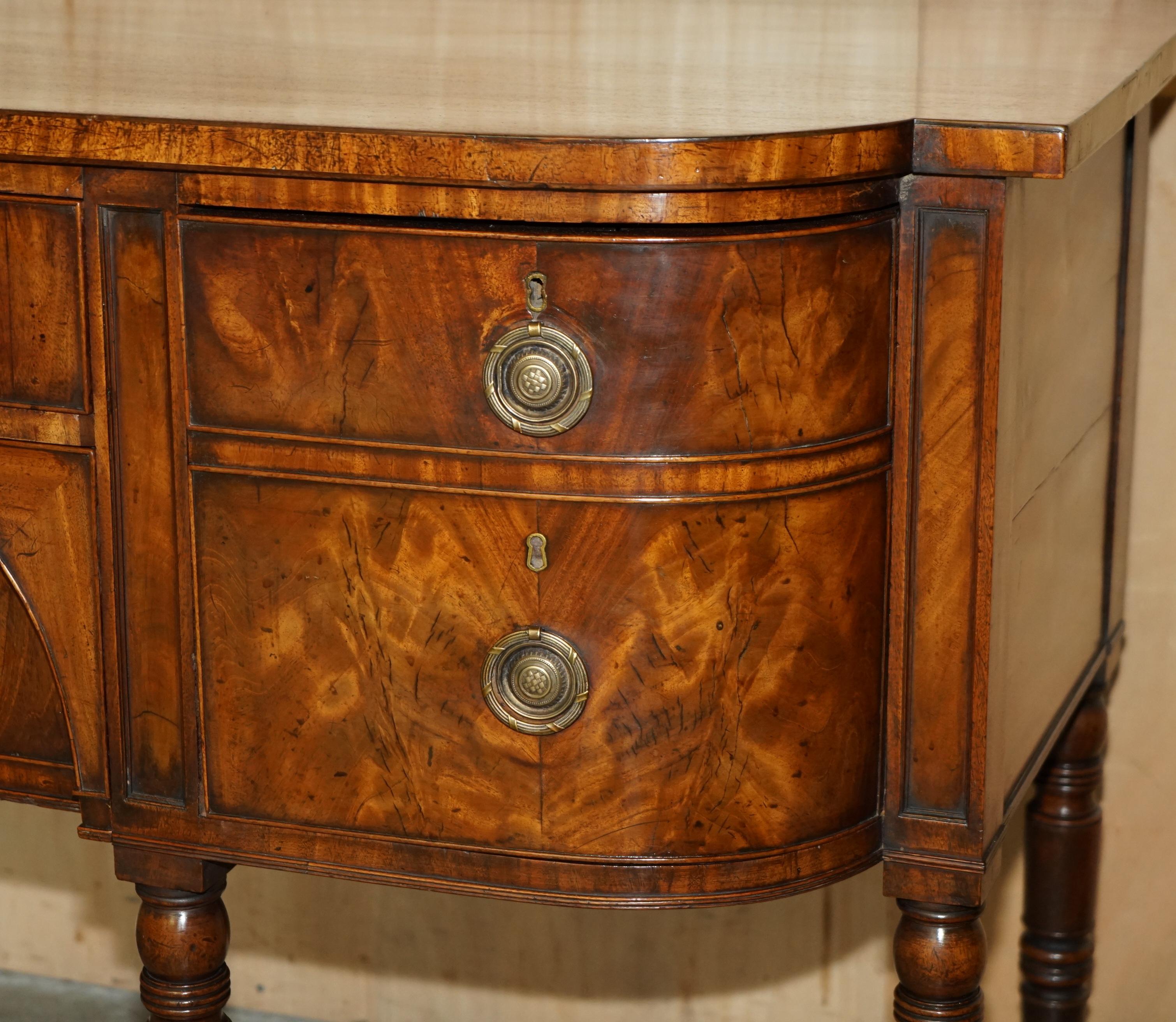 18th Century EXQUISITE FULLY RESTORED ENGLISH GEORGE III CiRCA 1780 FLAMED HARDWOOD SIDEBOARD For Sale