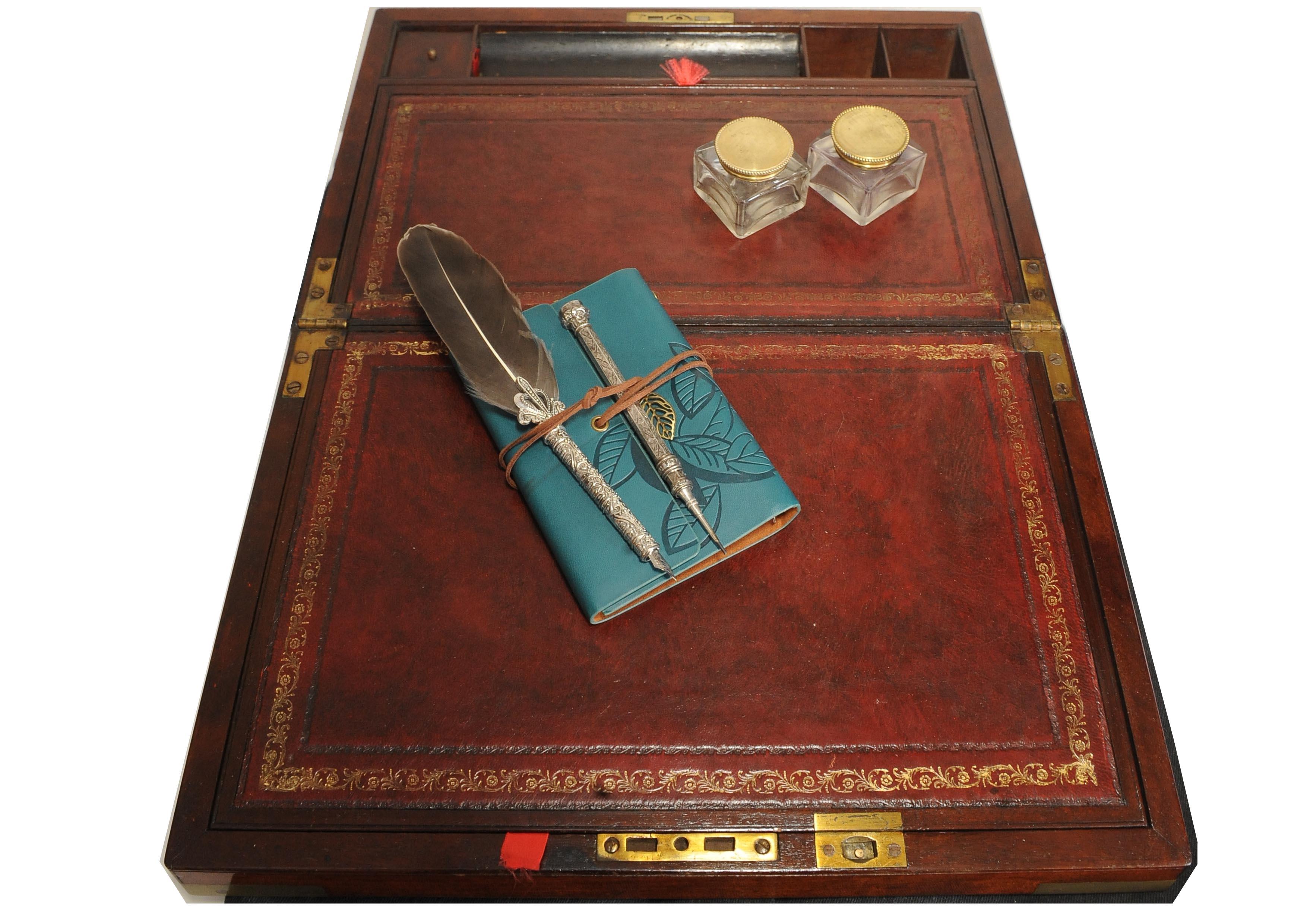 Exquisiter georgianischer handgefertigter Mahagoni-Schreibstuhl aus Mahagoni mit rotem Werkzeugleder, handgefertigt (Britisch) im Angebot