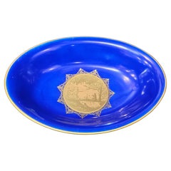 Exquisite German Gold Leaf Sevres Style Cobalt Rosenthal Oval Centerpiece Bowl