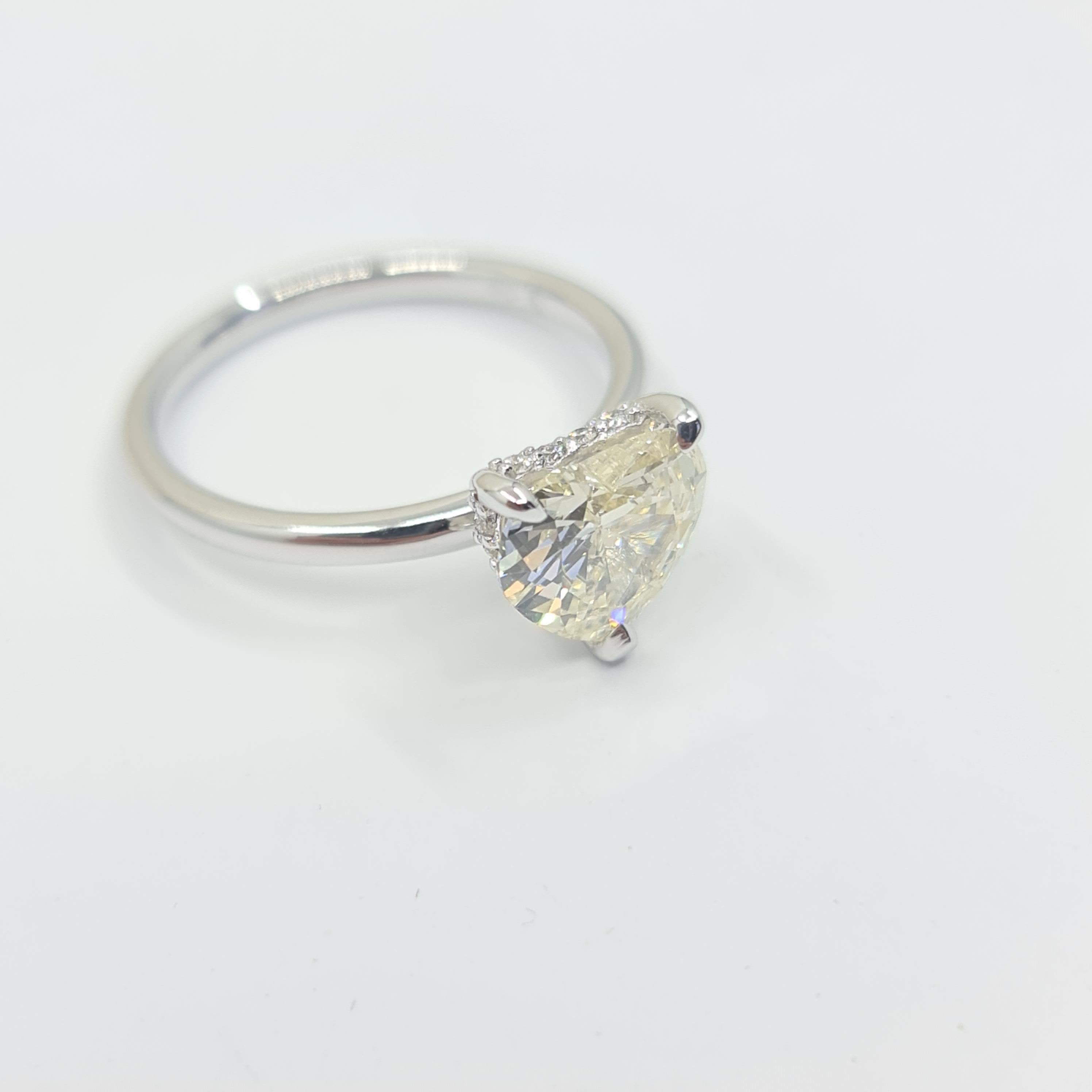 Heart Cut Exquisite GIA Certified 1.60 Carat Heart Diamond Ring with 0.07 Carat Halo G/VS For Sale