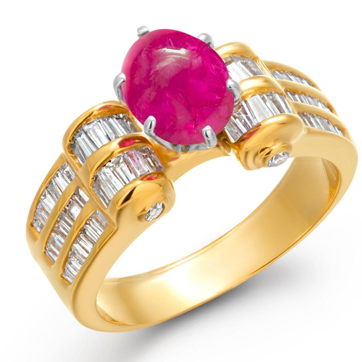 Women's Exquisite GIA Certified No-Heat Burma Ruby and Diamond Ring For Sale