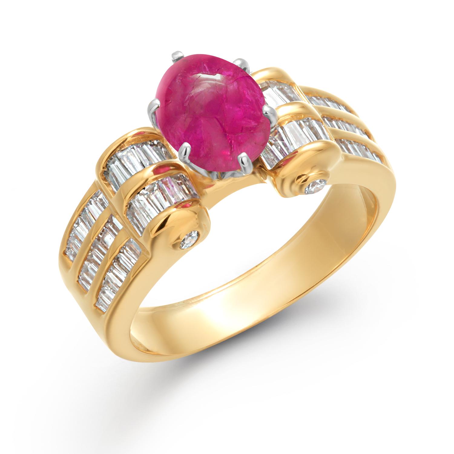 Exquisite GIA Certified No-Heat Burma Ruby and Diamond Ring For Sale 2