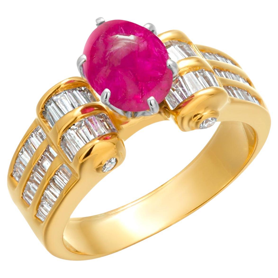 Exquisite GIA Certified No-Heat Burma Ruby and Diamond Ring