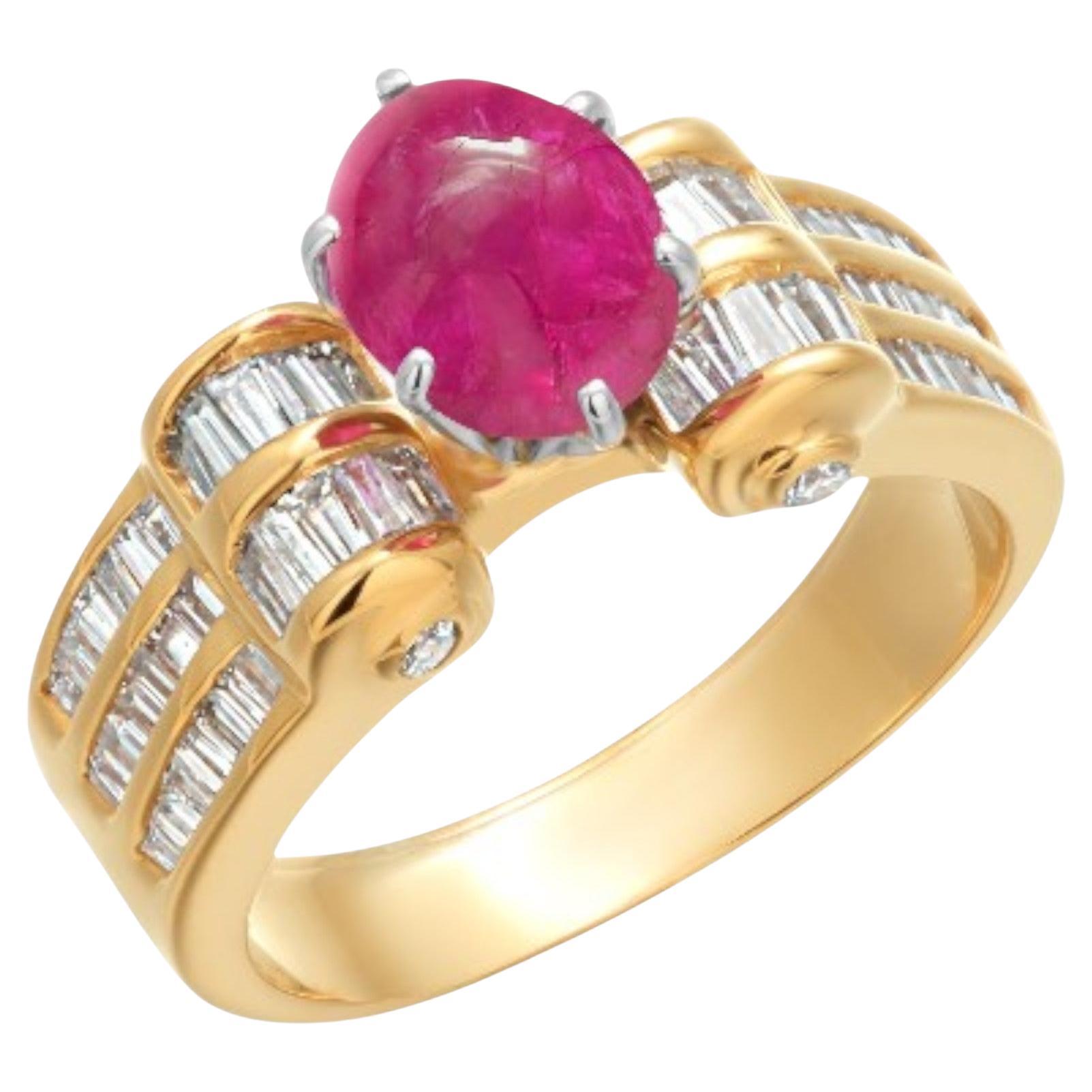 Exquisiter GIA-zertifizierter unbehandelter burmesischer Rubin- und Diamantring