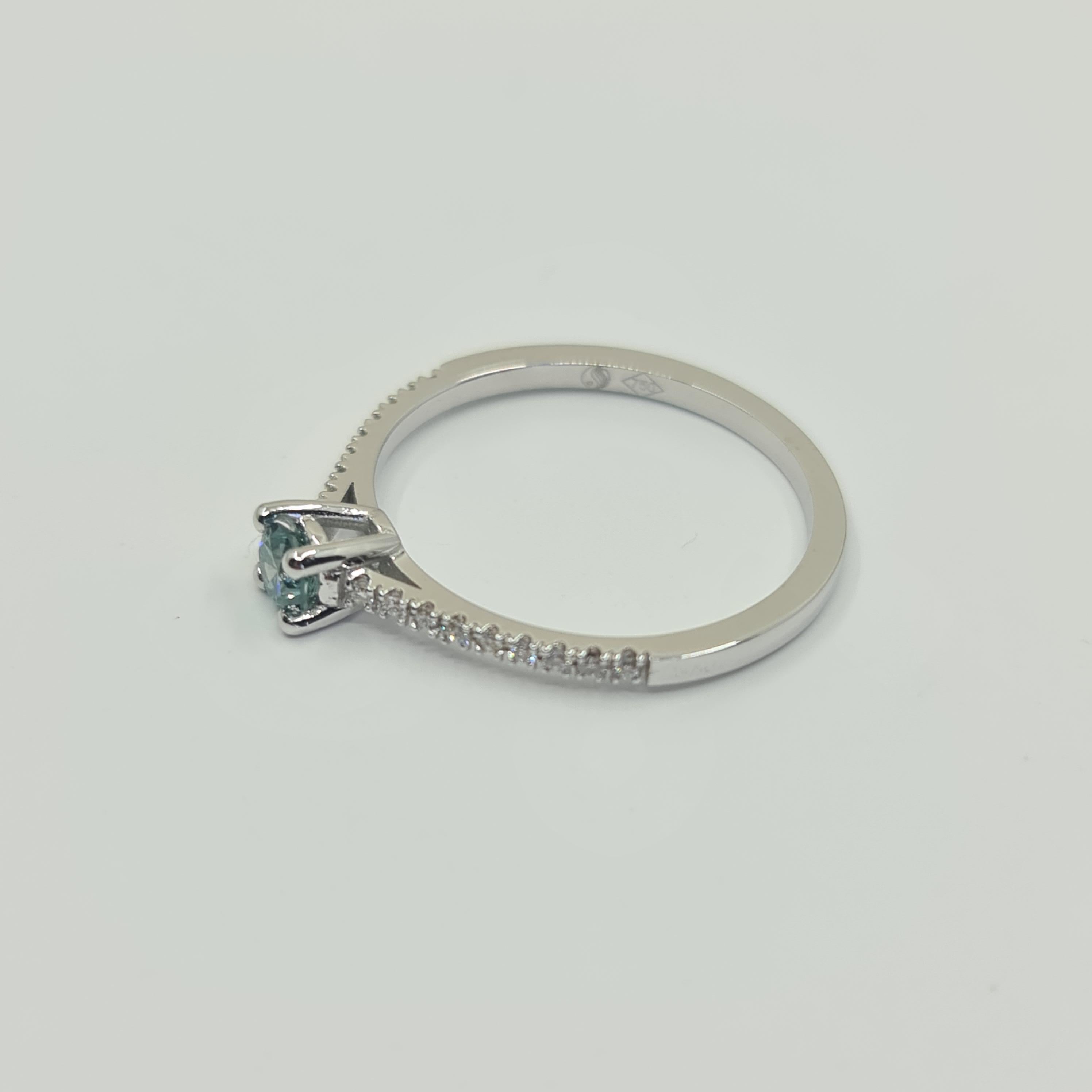 Exquisite GIA Certified Solitaire Diamond Ring 0.18 Carat Fancy Deep Blue-Green  For Sale 7