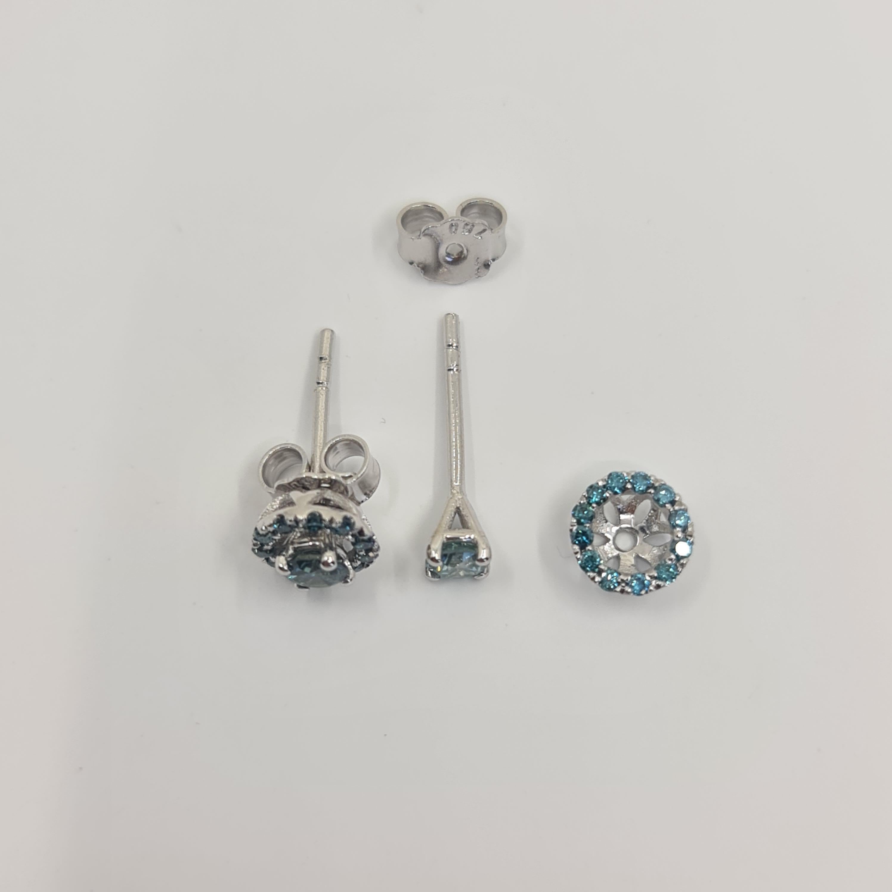 Exquisite GIA Certified Solitaire Diamond Studs 0.18/0.19 Carat Fancy Blue-Green For Sale 7