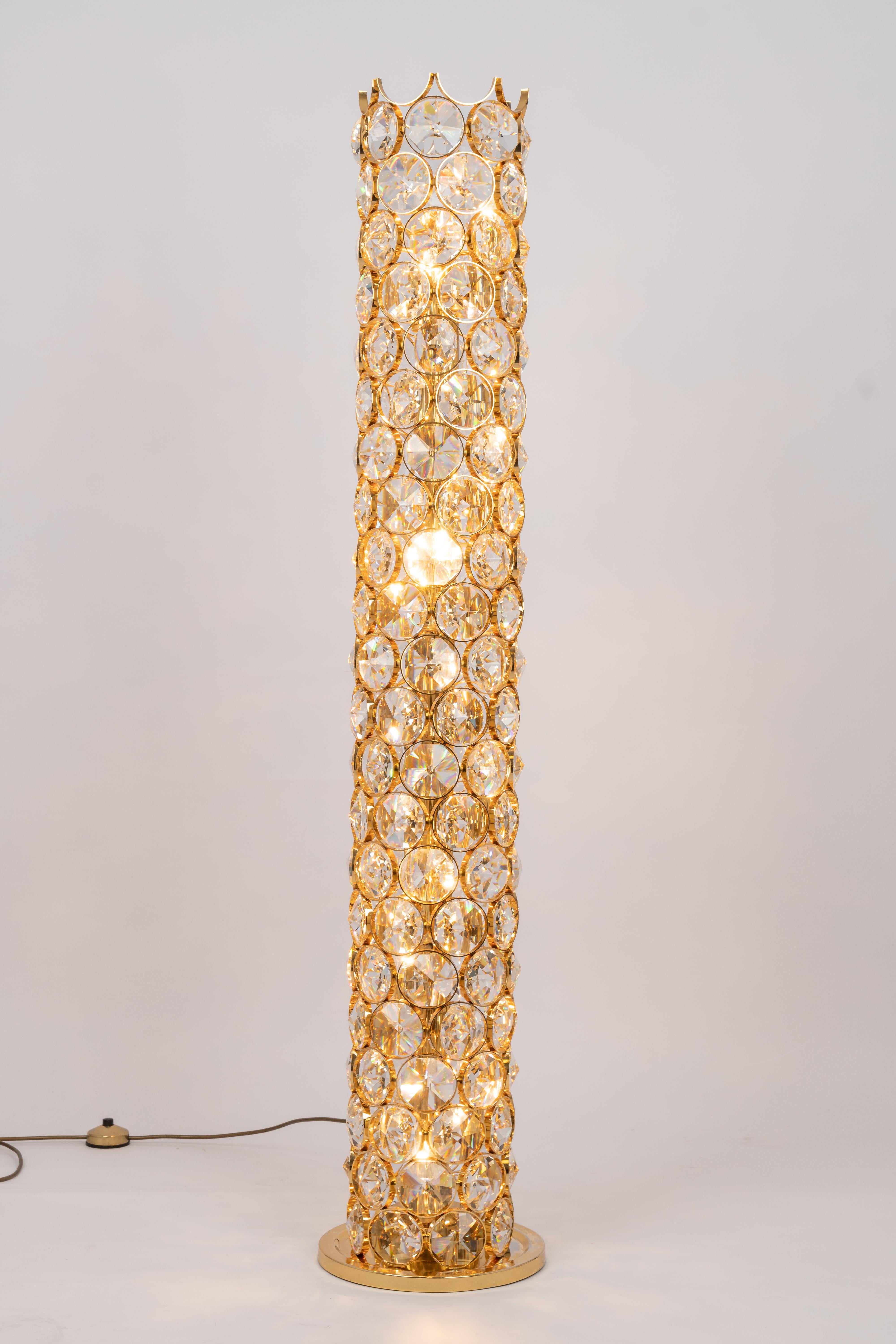 Exquisite vergoldete Juwelen-Stehlampe Sciolari Design von Palwa, Deutschland, 1960er Jahre im Angebot 1