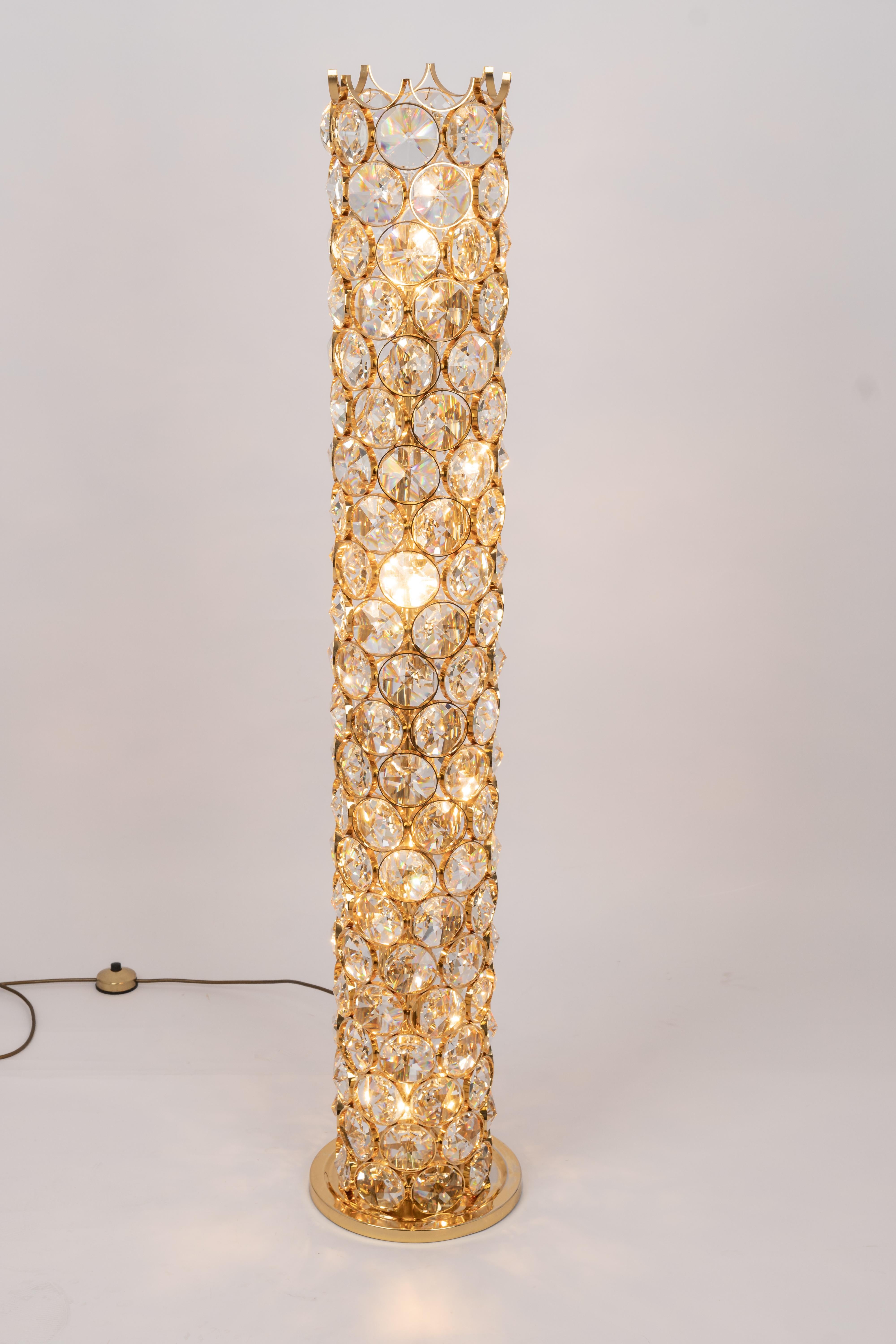 Exquisite vergoldete Juwelen-Stehlampe Sciolari Design von Palwa, Deutschland, 1960er Jahre im Angebot 2