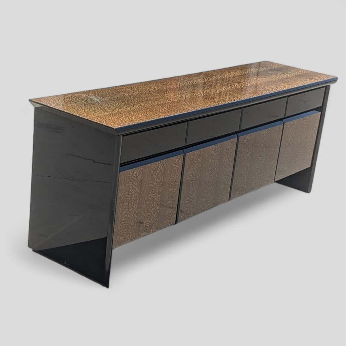 Giorgio Collection Italian Mid Century Modern Snakewood Black Lacquer For Sale 5