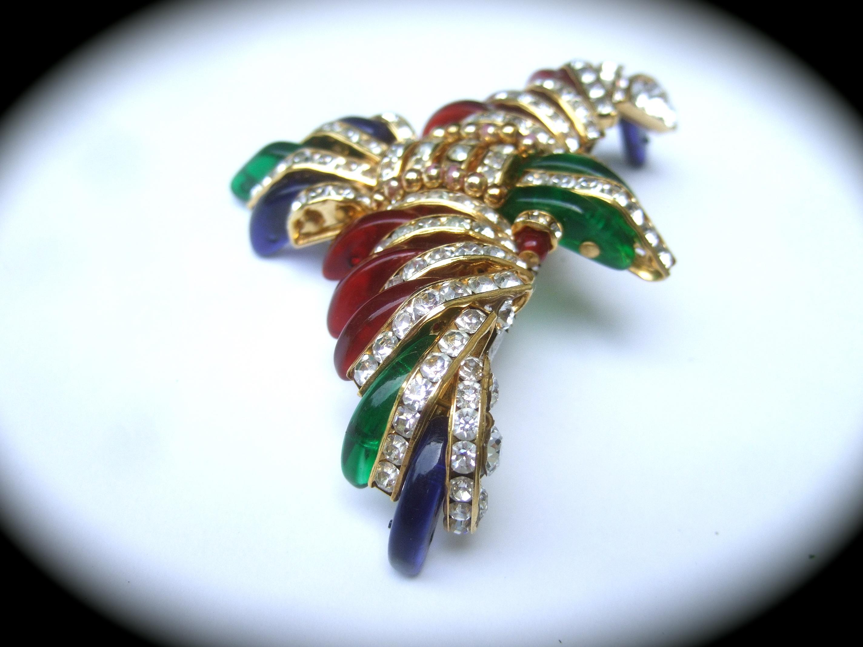 Exquisite Glass & Crystal Large Bird Brooch c 1970 6